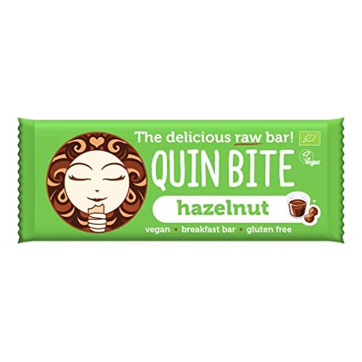 QUIN BITE Hazelnut; Barrita de frutas crudas y frutos secos; Quin Bite - The delicious raw bar! 12x30g