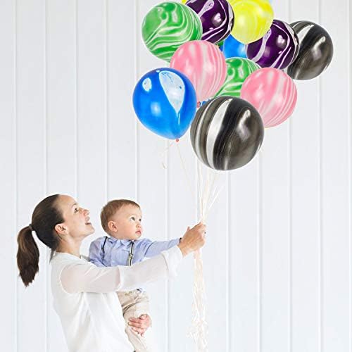 Agate Marble Latex Balloons Pack of 100, 10 Inch Colourful Party Balloons Arch for Birthday Wedding Baby Shower Graduation Festival Party Decorations
