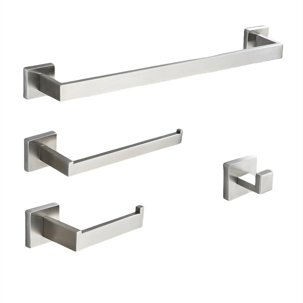 Ensemble d'accessoires de salle de bain 4 pièces avec porte-serviettes inox