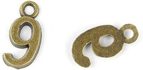 Jewelry Making Charms ZY015 Number 9 Ancient Bronze Retro Findings Bulk Pendant for Necklace Bracelets
