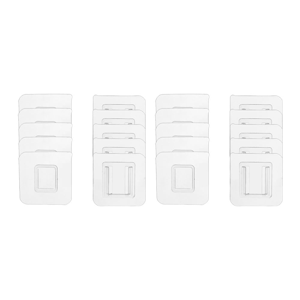 Gentryroo Men's 20Pcs Clear Square Adhesive Hook Pair Punch Free Traceless Interlocking Wall
