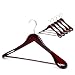 TOPIA HANGER Set of 6 Luxury Mahogany Wooden Coat Hangers, Premium Wood Suit Hangers, Glossy Finish with Extra-Wide Shoulder, Thicker Chrome Hooks & Anti-Slip Bar CT02M