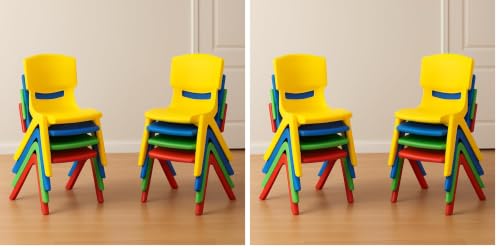 Image of eHomeKart Baby Plastic Kids Chair Set (L33 X B31 X H51 cm, 12 Chairs, Multicolour) (Pack of 2)