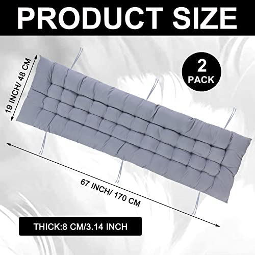 Bucherry 67 x 19 Inch Chaise Lounge Cushions Soft Lounge Chair Cushion Gravity Chair Cushion Sofa Lawn Furniture Cushion Pad with 6 Tie for Outdoor Indoor Patio Home Without Headrest (Gray,2 Pcs) - Thumbnail 2