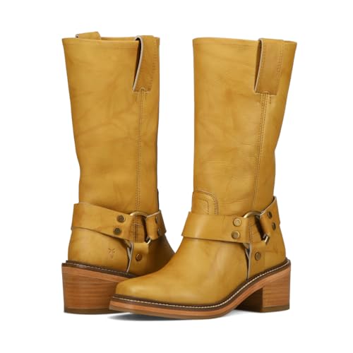 Frye Kate Pull On 14' Leather Boots for Women - Riding Boots with 2' Heel, Leather Lining, Intricate Stitching, Cushioned Footbed, and Rubber Outsole, 9.5 M - Banana