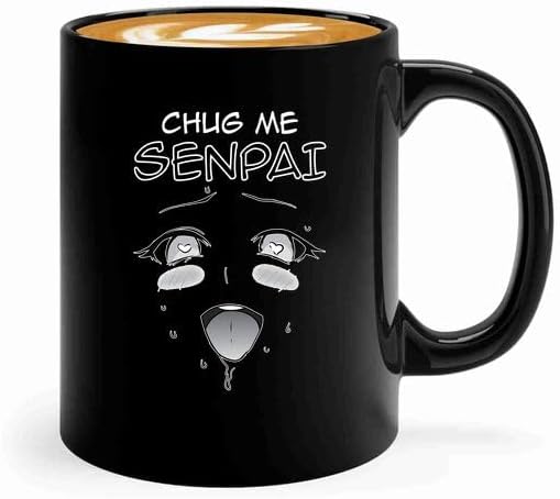 Anime Lover Coffee Mug 11oz Black -Chug Me Senpai - Weaboo Movie Lover Men Hobby Kawaii Anime Fans Merch Lover Manga Otaku Japanese Art Boy Teen Girl, BHUGSLEADER8526