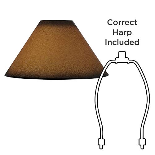 Distressed Faux Paper Large Lamp Shade 6" Top x 19" Bottom x 12" Slant x 10.25" High (Spider) Replacement with Harp and Finial - Springcrest - Thumbnail 6