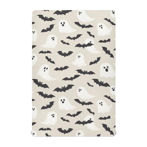 Image of Caikeny Fitted Crib Sheet for Boys Girls Halloween Ghosts Vintage Bat Baby Crib Sheets Bassinet Sheets Crib Mattress Bed Sheets for Toddler Newborn Infant 27 x 39 in