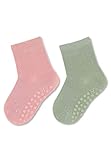 Sterntaler Baby - Mädchen Fliesen Socken Baby Abs-söckchen Doppelpack Uni, Zartrosa, 18