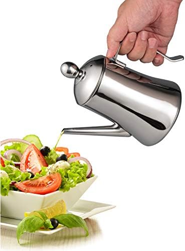 IMEEA 33oz/1L Olive Oil Dispenser SUS304 Stainless Steel Oil Pot Drizzler Vinegar Pourer with Drip-Free Spout