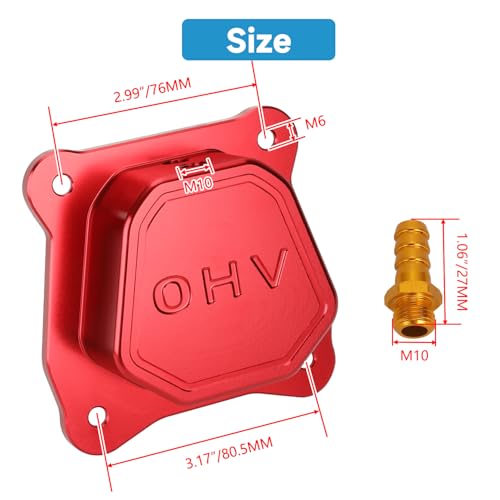EOPOAYI Billet Valve Cover Compatible with Predator 212 196cc Non Hemi 69730 6.5hp GX160 GX200 Clone Engine Coleman Mini Bike CT200U CT200U-EX Baja MB200 MB165 Go Kart Parts with Gasket Red by EOPOAYI - Image 5