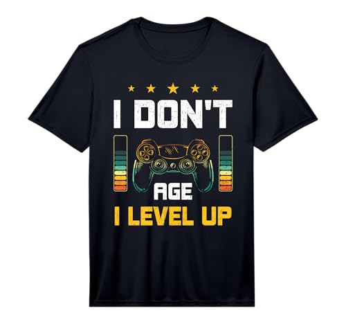 Mens I Don't Age I Level Up Video Gamer Gaming Birthday Performance T-Shirt
