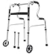 Morimoe Rollator mit Rädern, zusammenklappbar, tragbar, höhenverstellbar, Aluminiumlegierung