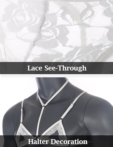 Men's Sissy Lace Lingerie Set with Sheer Bra Top & Panty Underwear Set 2-Piece Nightwear S-XL4