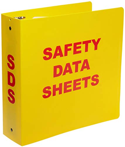 Brady 2024 2-1/2" Diameter Rings, Polyethylene, Red On Yellow Color Standard SDS Binder, Legend "Safety Data Sheets"