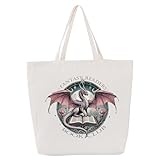 LEADO Fantasy Readers Canvas Tote Bag, Dragon Gifts for Fantasy Book Lovers - Birthday, Christmas Gifts for Romantasy Reader, Reading Accessories, Dragon Tote Bag for Women, Bookworm, Librarian
