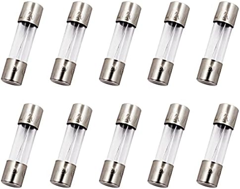 SIXQJZML 10 Pack F5AL Fast-Blow Fuse 5A 5amp 125V Glass Fuses 0.2 x 0.78 Inch / 5 x 20 mm (125Volt) (F5A)