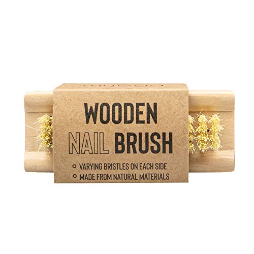 Myga RY1280 Houten nagelborstel met natuurlijke haren - Dubbelzijdige schrobborstel voor het reinigen van nagels…