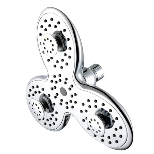 Rain Shower Head with 3 Spray Settings, Pressure Fixed Showerhead, Chrome Finish, Easy-Clean Silicone Nozzles, Tool Installation, 360° Adjustable