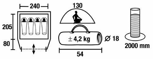 High Peak Kuppelzelt Nevada 4, Campingzelt mit Vorbau, Iglu-Zelt für 4 Personen, doppelwandig, 2.000 mm wasserdicht, Ventilationssystem… – Ansicht 3