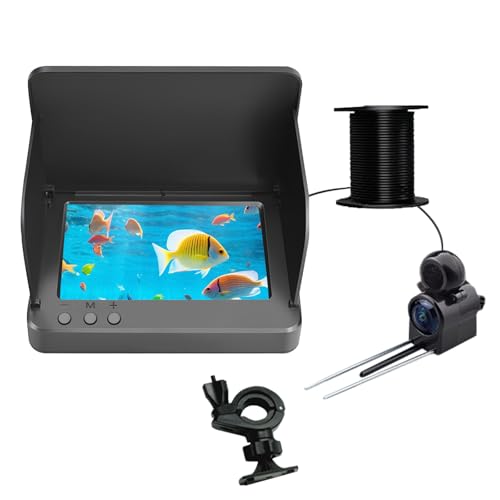 Fish Finder Caméra de Pêche Sous-Marine 5000mAh avec Vision Nocturne Infrarouge, IP67 Étanche avec Écran de 10cm pour Glace, Rivière et Bateau