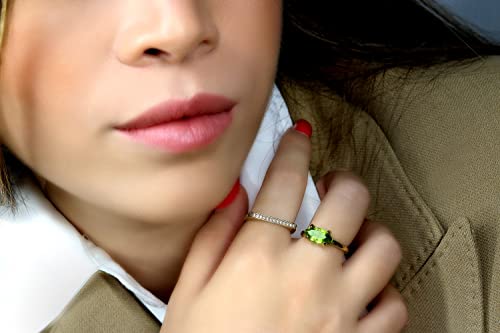 Anemone Marquise Peridot Ring - Birthstone Jewelry With Customizable Band - Green Rings For Women - Stacking, Fashion, Engagement, Wedding, Anniversary, Birthday Gift For Her - Handmade #TOP1