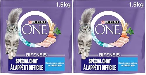 PURINA ONE - Aliment Spécial au Cabillaud/Truite à l'Appétit Difficile pour Chat 1,5 Kg (Lot de 2)