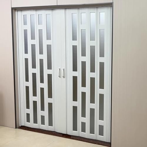 Porte a libro Porta a fisarmonica interna in PVC, Porta pieghevole magnetica di colore e stili personalizzabili con maniglie, vetro e viti, Porta divisoria per spazi grandi e piccoli(75x180cm/2.5x5.9f