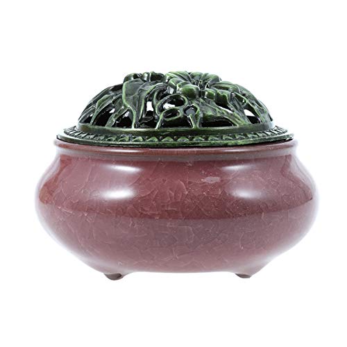 Suporte de incenso de cerâmica VOSAREA para incensos de cone com pegador de cinzas (violeta)