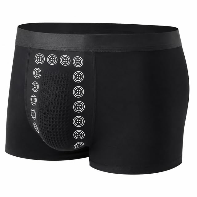 Men's Polyester Boxer Briefs Mid-Rise Breathable Stretch Fabric Underwear | Black, 2XL