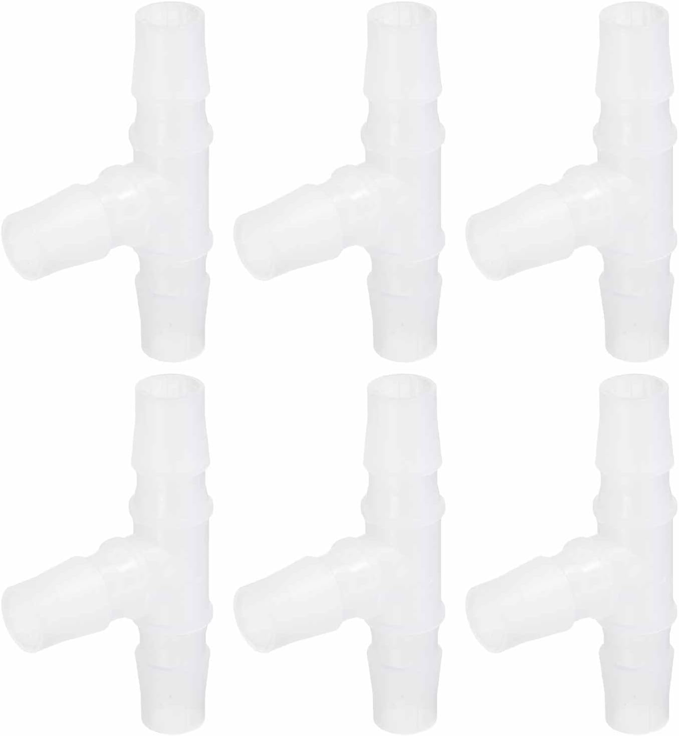 MECCANIXITY 6pcs Plastic Hose Barb Fitting, 5/8" x 5/8" t Shape Tee Barbed Hose Pipe Fitting Splicer Mender Joint Adapter for Water Liquid Fuel Line Tube, Clear