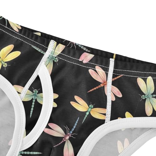 CHIFIGNO Watercolor Dragonfly Black Briefs for Boys Breathable Cotton Underwear Toddler Boy Soft Underwear Briefs4