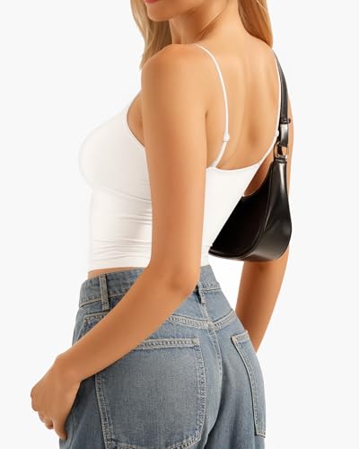 MANGOPOP Women's Tank Tops Detachable Bra Spaghetti Strap Cami Sexy Square Neck Sleeveless Basic Tee Shirts4