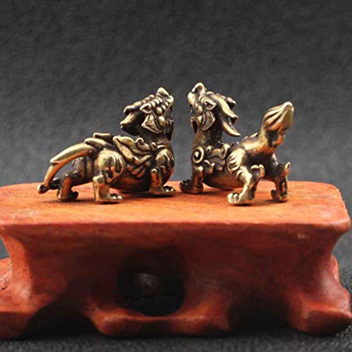 BESPORTBLE Feng Shui Bronze Kylin Qilin Estátua Escultura de Cobre Chi Lin Pixiu Estátua Sorte Feng