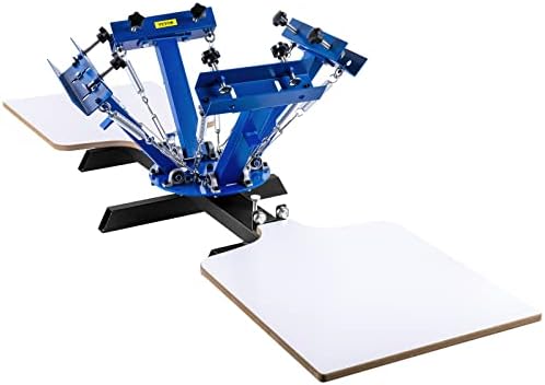 VEVOR Screen Printer 4 Color 2 Station Silk Screen Printing Kit 55x45cm T-Shirt Screen Printing Machine Screenprint Press (4 Color 2 Station) , Blue