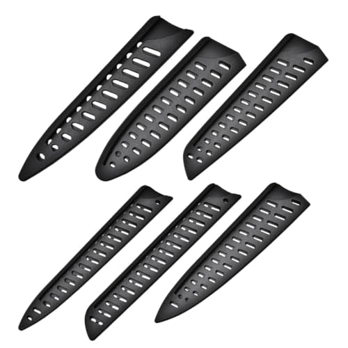 CORHAD Protector de Dedos y Obsequio de Inauguración de Casa para Chefs para Cortar Verduras y Fundas de Cuchillos de Plástico Negro, 6 Piezas Resistentes Abrasión