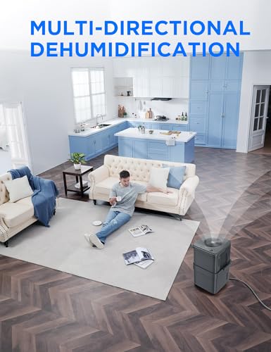 Image of Midea Cube 35 Pint Dehumidifier for Basement and Rooms at Home for up to 3,500 Sq. Ft., Smart Control, Compatible with Alexa (Grey), Drain Hose Included