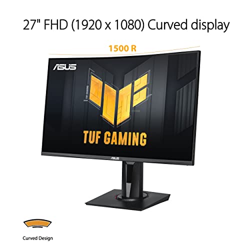 Asus 27” 1080P Tuf Gaming Curved Hdr Monitor (Vg27Vqm) - Full Hd, 240Hz, 1Ms, Extreme Low Motion Blur, Adaptive-Sync, Freesync™ Premium, Speakers, Eye Care, Hdmi, Displayport, Usb, Height Adjustable #TOP2