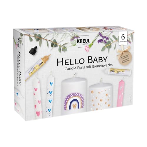 KREUL 49758 - Candle Pen 6er Set Hello Baby, 6 x 29 ml, feine...