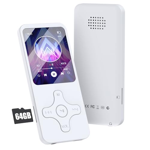 MP3�v���[���[ 64GB Bluetooth5.0 ���y�v���C���[�y1.8�C���`��ʕ\��&128GB�܂Ŋg���\�z HIFI���� �����X�s�[�J�[ �����ԍĐ� OTG�@�\ ����ȒP ���@�\���y�v���C���[ �^��/FM���W�I/�d�q�u�b�N/�r�f�I/�^�C�}�[/�ڊo