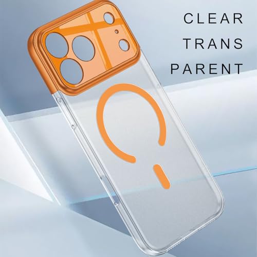 Protection magnétique iPhone 17 Pro Max transparent fin orange