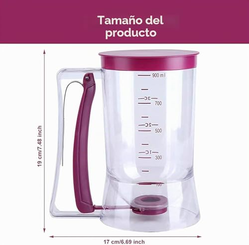 Miniatura 3 de Cortador De Masa Para Tartas, Dispensador De Masa, Gofres, Dispensador De Masa, Dosificador De Masa Con Tapa Y Escala, Herramienta Para Hornear, Se Utiliza Para Tartas, 900 Ml
