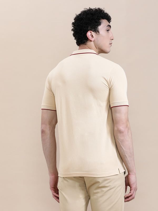 Image of CROCODILE Men Solid Polo T-Shirt | 100% Cotton | Short Sleeve | Slim Fit | Button Placket White