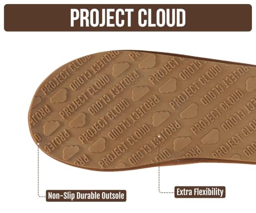 Image of Project Cloud Men's 100% Genuine Leather Shearling Memory Foam Slippers | Genuine Shearling Lining and Lightweight Non-Slip Indoor & Outdoor Wear Slippers for Men - Water-Resistant Mens Slippers