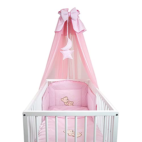 4tlg. Moskitonetz Betthimmel mit Himmelstange Babybett Baby-Moskitonetz...