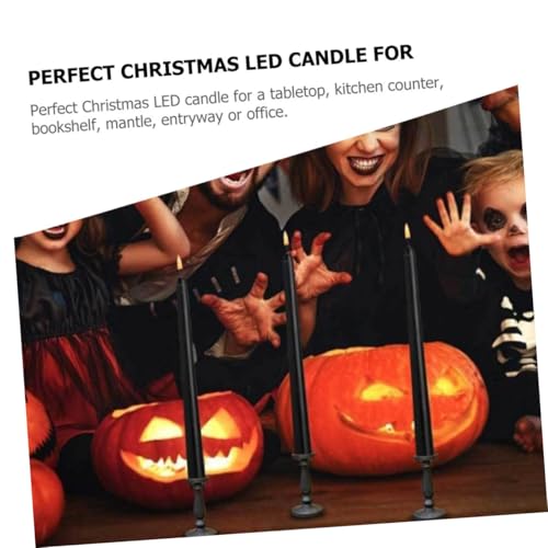 Decoración navideña y bodas con velas cónicas LED negras de mesa 7