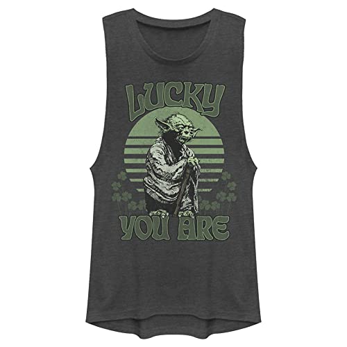 Camiseta STAR WARS Lucky is Yoda para mujer gris antracita talla L de tirantes