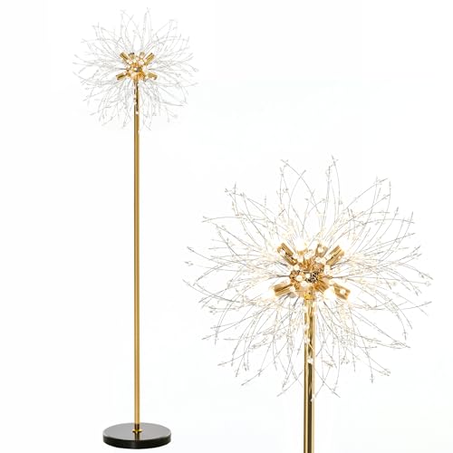 Sponsored Ad – Floor Lamp, Crystal Fireworks Standing Lamp, Metal Golden Pole Tree Lighting with Foot Switch, 8 Lights, G9 Bulb Base, for Living Room, Bedroom