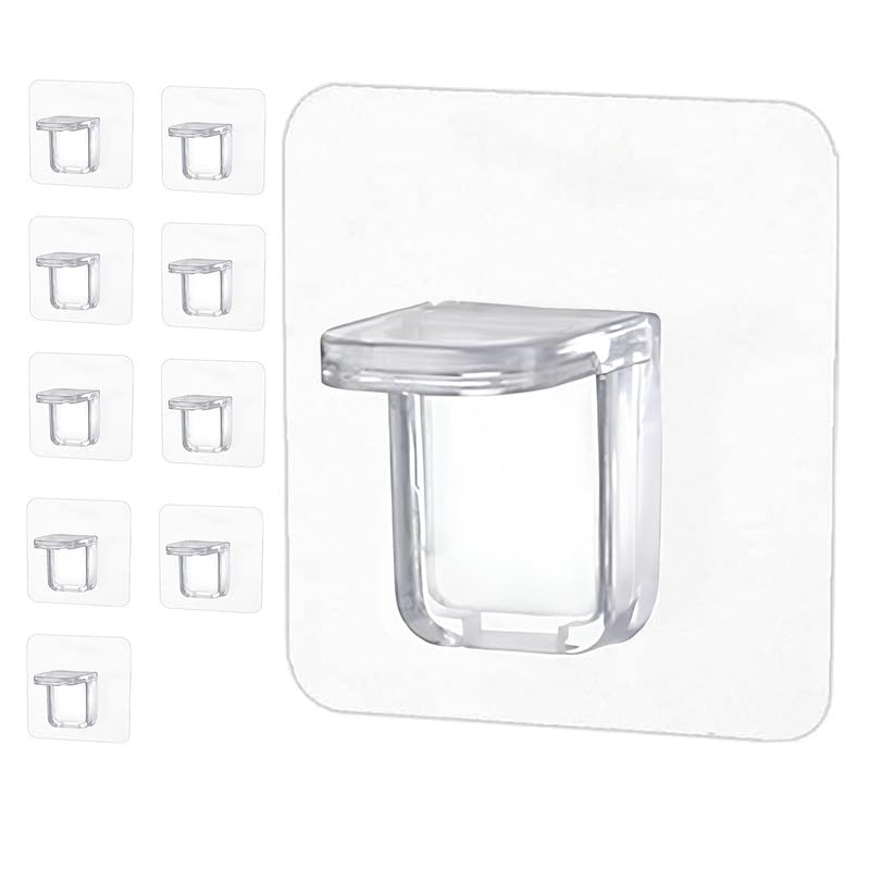 Image of 10 Pieces Adhesive Partition Hook, No Drill Shelf Support Brackets Suitable for Kitchen Lockers, Wardrobes, Display Cabinets