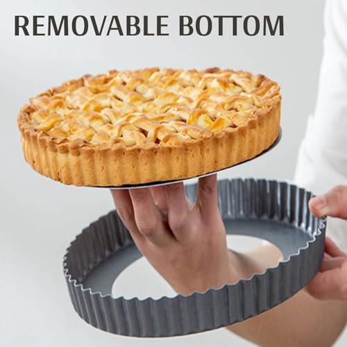Dootafy 9“ & 11” Deep Dish Tart Pan, 2 Pack Nonstick 2” Tall Tart Pan, Quiche Pan, Carbon Steel Deep-dish Pie Pan with Removable Loose Bottom for Baking Thanksgiving Christmas by Dootafy - Image 6
